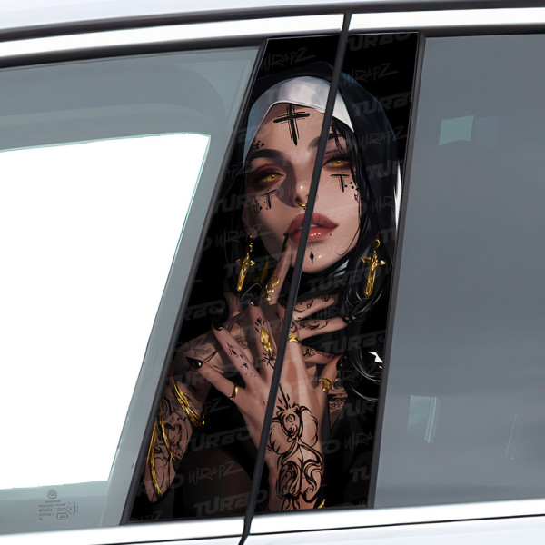 Sticker for car pillar Zakonnica z Tatuażami | TurboWrapz.com
