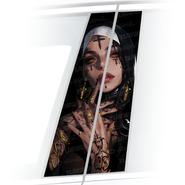 Sticker for car pillar Zakonnica z Tatuażami | TurboWrapz.com