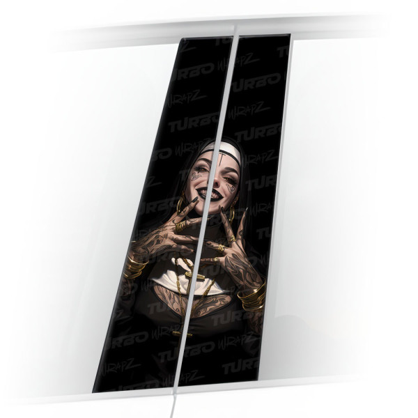 Sticker for car pillar Zakonnica z Tatuażami na haju | TurboWrapz.com