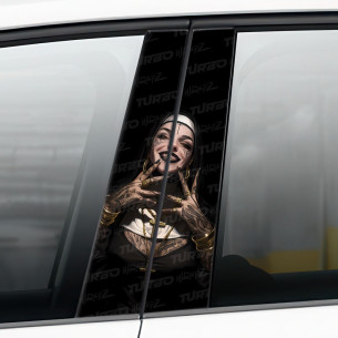 Sticker for car pillar Zakonnica z Tatuażami na haju | TurboWrapz.com 2