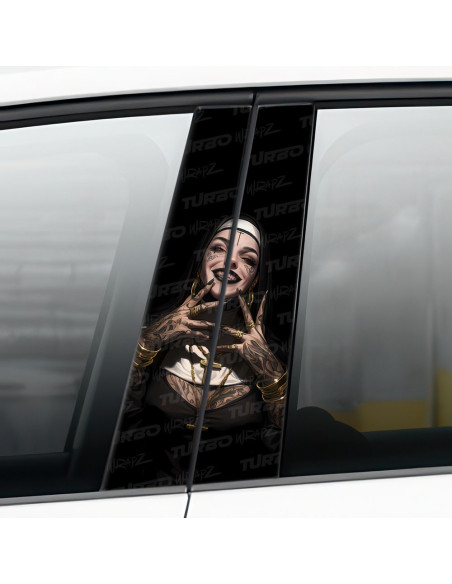 Sticker for car pillar Zakonnica z Tatuażami na haju | TurboWrapz.com