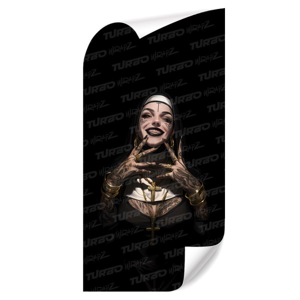 Sticker for car pillar Zakonnica z Tatuażami na haju | TurboWrapz.com