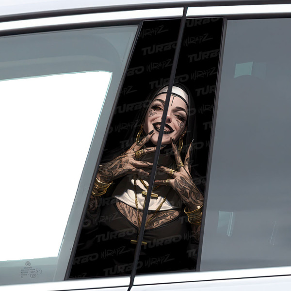 Sticker for car pillar Zakonnica z Tatuażami na haju | TurboWrapz.com