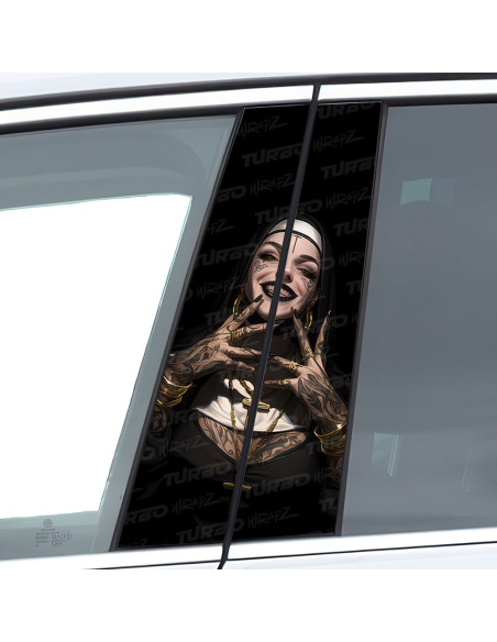 Sticker for car pillar Zakonnica z Tatuażami na haju | TurboWrapz.com