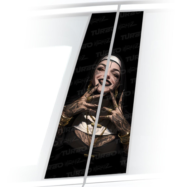 Sticker for car pillar Zakonnica z Tatuażami na haju | TurboWrapz.com