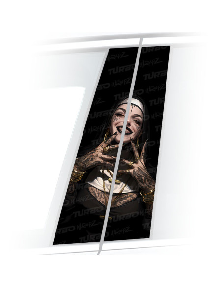 Sticker for car pillar Zakonnica z Tatuażami na haju | TurboWrapz.com