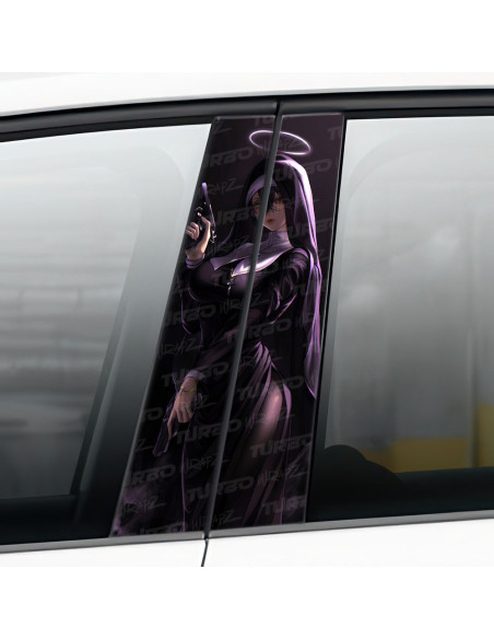 Naklejka na słupek samochodowy Zakonnica z Anime | TurboWrapz.com