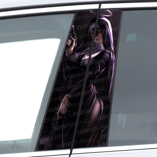 Naklejka na słupek samochodowy Zakonnica z Anime | TurboWrapz.com