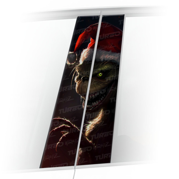 Sticker for car pillar Grinch Święty Mikołaj | TurboWrapz.com