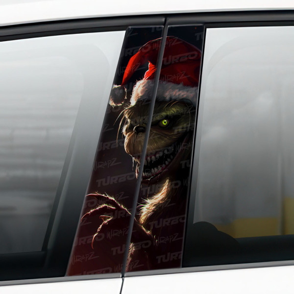 Sticker for car pillar Grinch Święty Mikołaj | TurboWrapz.com