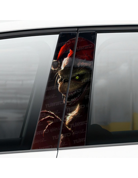 Sticker for car pillar Grinch Święty Mikołaj | TurboWrapz.com