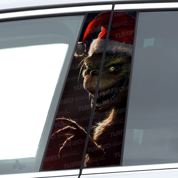 Sticker for car pillar Grinch Święty Mikołaj | TurboWrapz.com