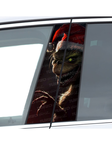 Naklejka na słupek samochodowy Grinch Święty Mikołaj | TurboWrapz.com
