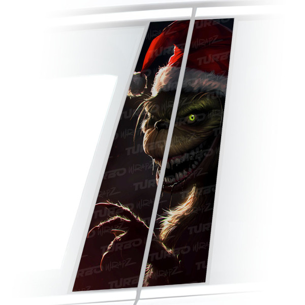 Sticker for car pillar Grinch Święty Mikołaj | TurboWrapz.com