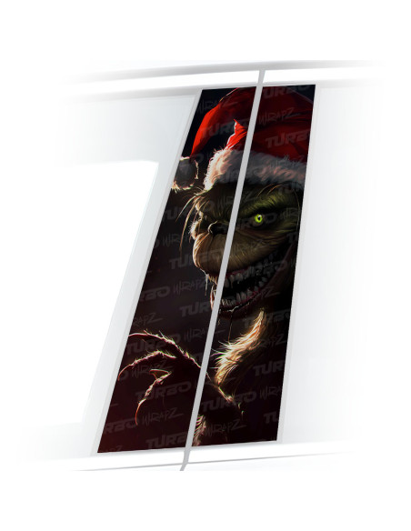 Sticker for car pillar Grinch Święty Mikołaj | TurboWrapz.com