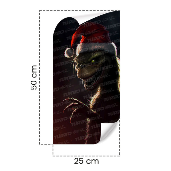 Sticker for car pillar Grinch Święty Mikołaj | TurboWrapz.com