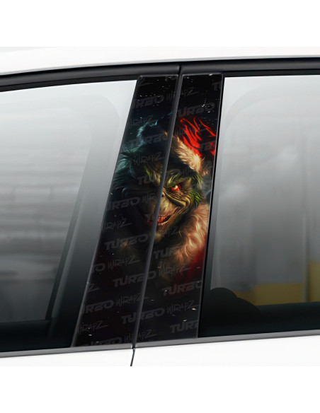 Sticker for car pillar Grinch Święty Mikołaj | TurboWrapz.com