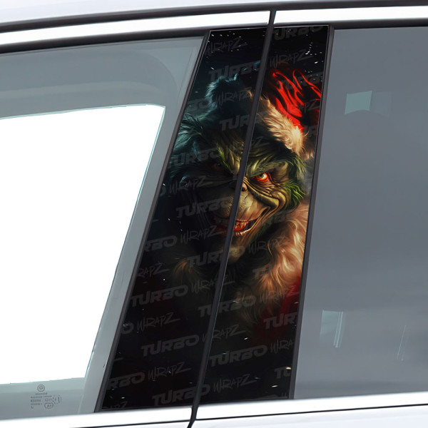 Sticker for car pillar Grinch Święty Mikołaj | TurboWrapz.com