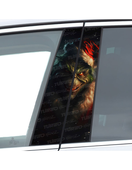 Sticker for car pillar Grinch Święty Mikołaj | TurboWrapz.com