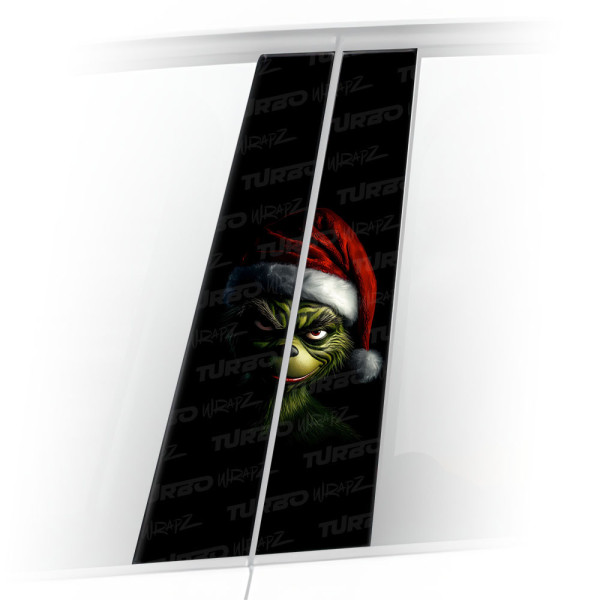 Sticker for car pillar Grinch Święty Mikołaj | TurboWrapz.com