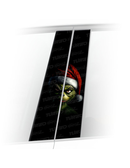 Sticker for car pillar Grinch Święty Mikołaj | TurboWrapz.com