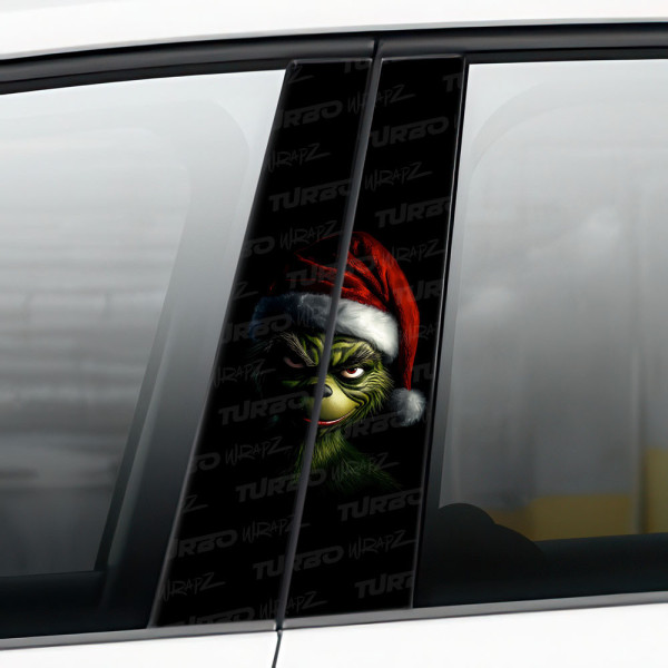 Sticker for car pillar Grinch Święty Mikołaj | TurboWrapz.com