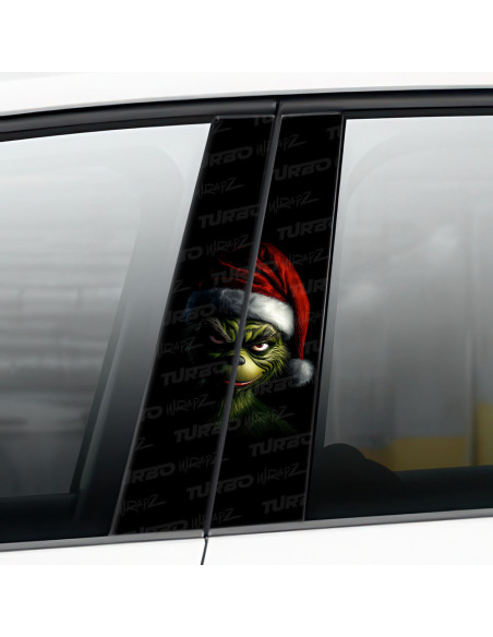 Sticker for car pillar Grinch Święty Mikołaj | TurboWrapz.com