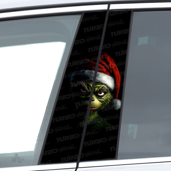 Sticker for car pillar Grinch Święty Mikołaj | TurboWrapz.com