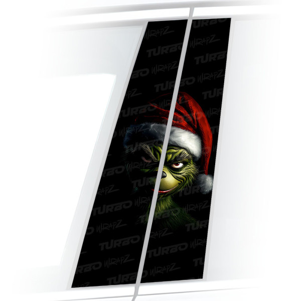 Sticker for car pillar Grinch Święty Mikołaj | TurboWrapz.com