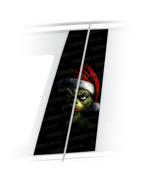 Sticker for car pillar Grinch Święty Mikołaj | TurboWrapz.com