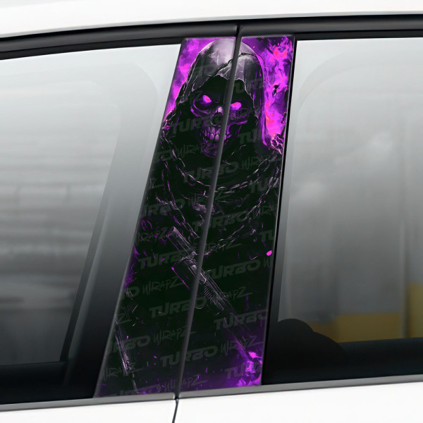 Sticker for car pillar Fioletowa Czaszka | TurboWrapz.com