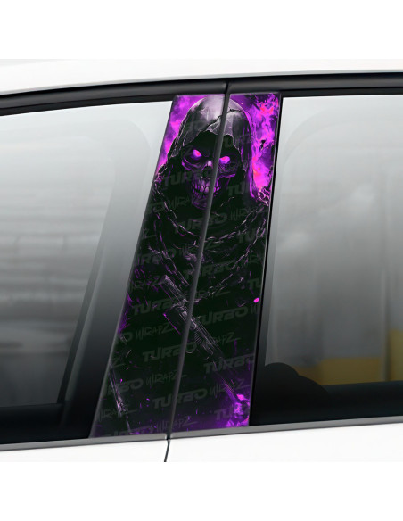 Sticker for car pillar Fioletowa Czaszka | TurboWrapz.com