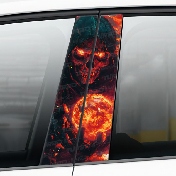 Sticker for car pillar Płonąca Czaszka | TurboWrapz.com