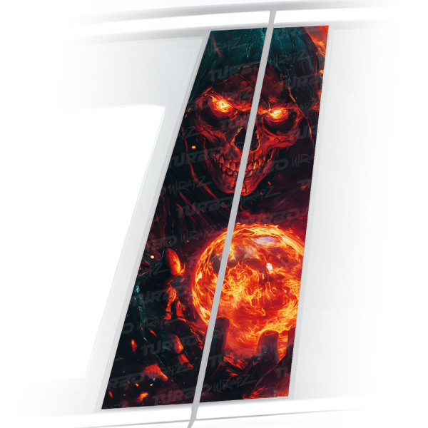 Sticker for car pillar Płonąca Czaszka | TurboWrapz.com