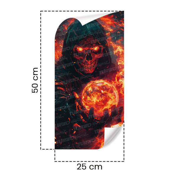Sticker for car pillar Płonąca Czaszka | TurboWrapz.com