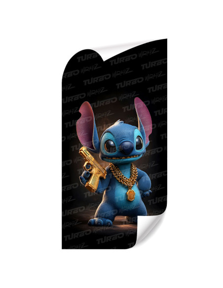 Naklejka na słupek samochodowy Stitch ze złotym Pistoletem | TurboWrapz.com