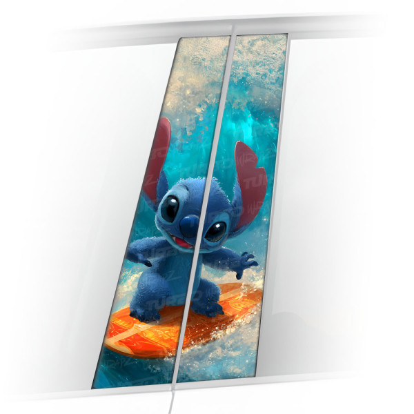 Sticker for car pillar Stitch Surfer | TurboWrapz.com