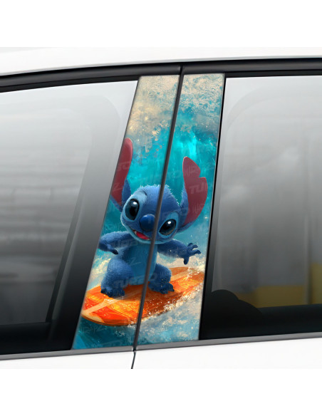 Sticker for car pillar Stitch Surfer | TurboWrapz.com