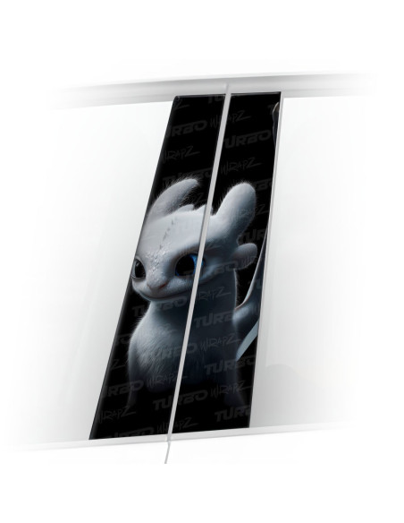 Naklejka na słupek samochodowy Jak wytresować smoka Biała Furia | TurboWrapz.com