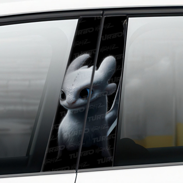 Naklejka na słupek samochodowy Jak wytresować smoka Biała Furia | TurboWrapz.com