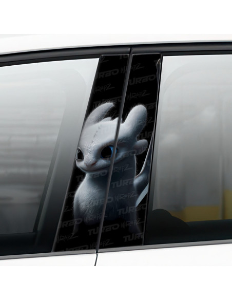 Naklejka na słupek samochodowy Jak wytresować smoka Biała Furia | TurboWrapz.com