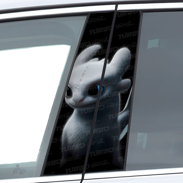 Naklejka na słupek samochodowy Jak wytresować smoka Biała Furia | TurboWrapz.com