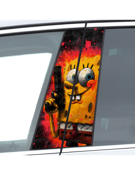 Sticker for car pillar Spongebob Gangster | TurboWrapz.com
