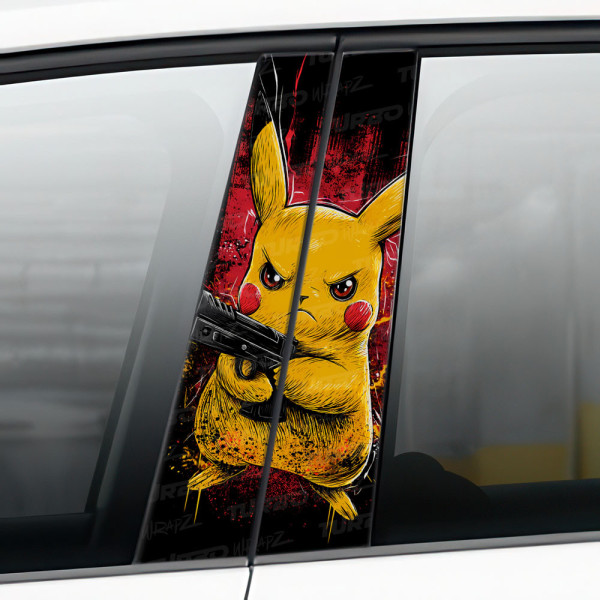 Sticker for car pillar Pikachu Gangster | TurboWrapz.com
