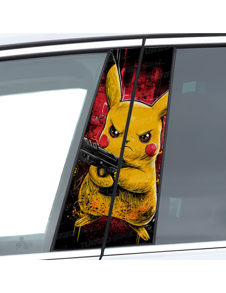 Sticker for car pillar Pikachu Gangster | TurboWrapz.com