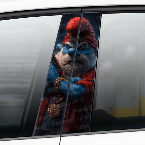 Sticker for car pillar Papa Smerf Gangster | TurboWrapz.com