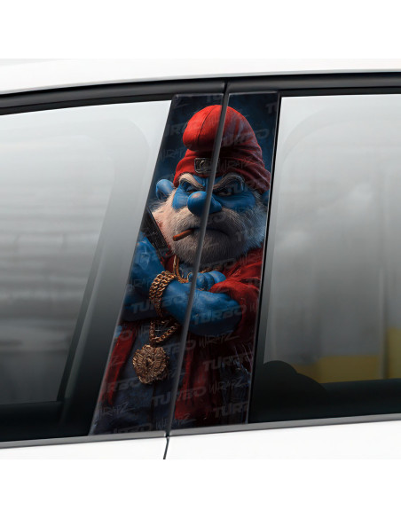 Sticker for car pillar Papa Smerf Gangster | TurboWrapz.com