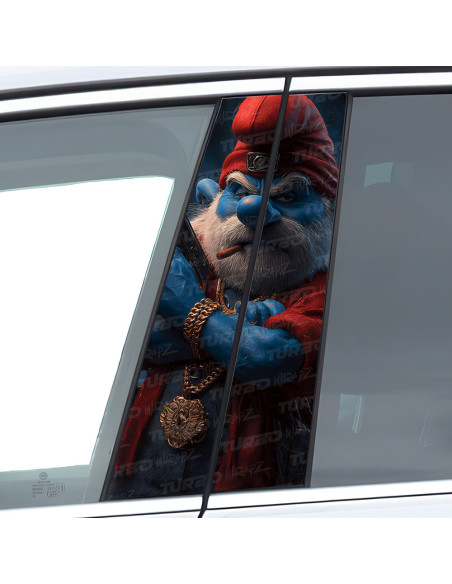 Sticker for car pillar Papa Smerf Gangster | TurboWrapz.com