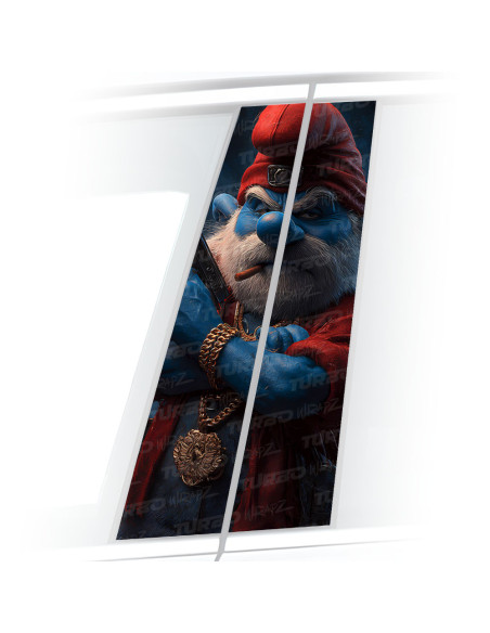 Sticker for car pillar Papa Smerf Gangster | TurboWrapz.com