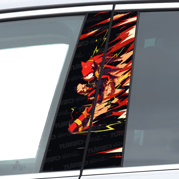 Naklejka na słupek samochodowy Czerwony Sonic | TurboWrapz.com